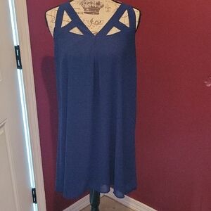 Peach Love California Blue V-Neck Sundress Mini